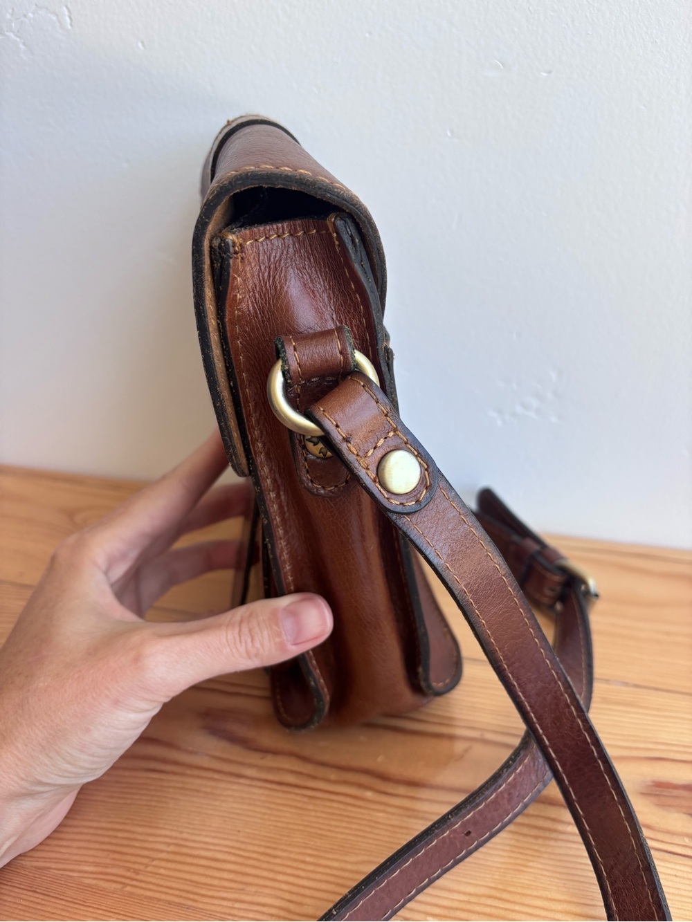 PATRICIA NASH CASCINA CROSSBODY BAG with Buckle LEATHER Cognac - Picture 7 of 15